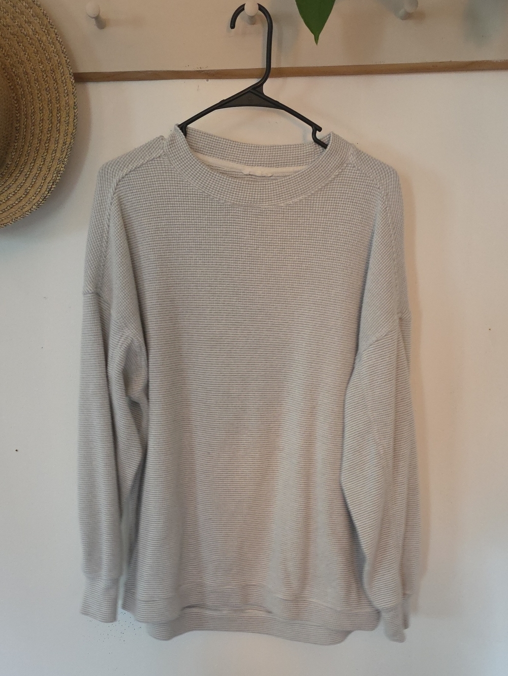 aerie Wwome's Crewneck Waffle Knit Sweater - Light Gray